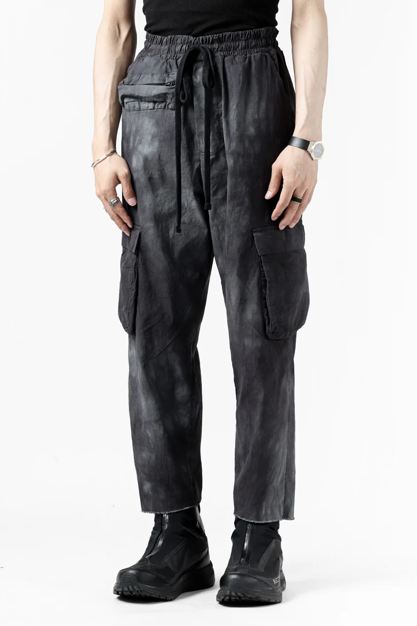 thomkrom DRAW STRINGS CARGO TROUSERS / DYEING WOVEN ELASTIC (MARBLE T109) - Image 14