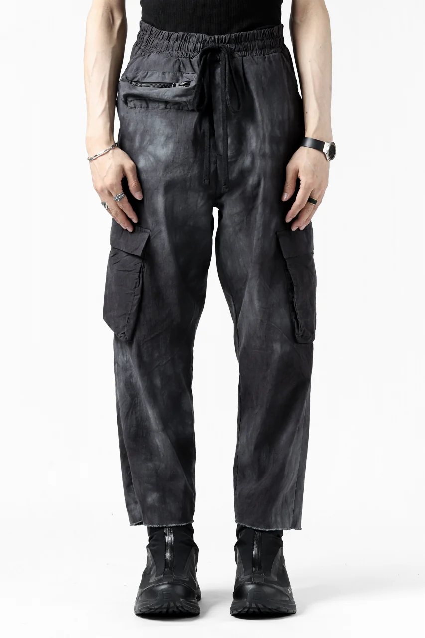 thomkrom DRAW STRINGS CARGO TROUSERS / DYEING WOVEN ELASTIC (MARBLE T109) - Image 15