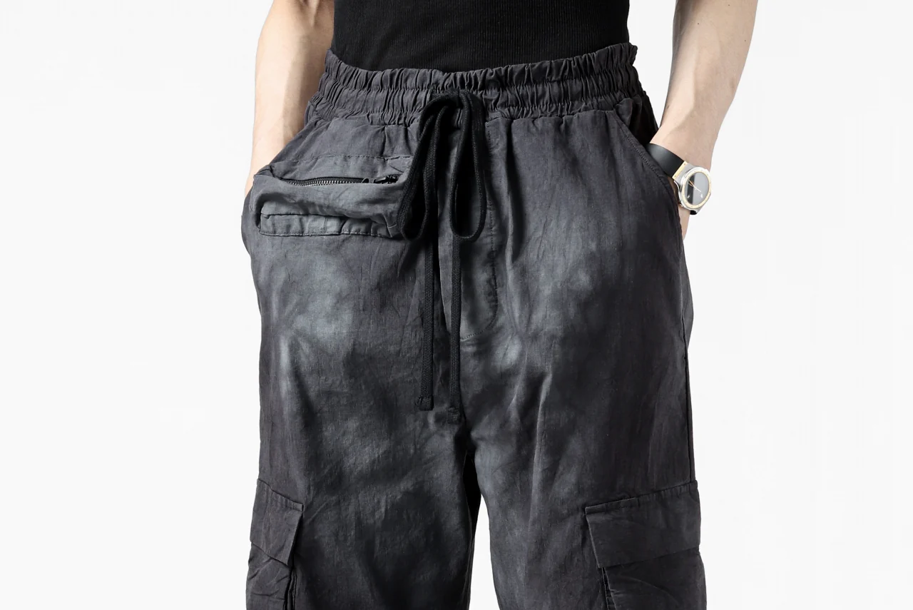 thomkrom DRAW STRINGS CARGO TROUSERS / DYEING WOVEN ELASTIC (MARBLE T109) - Image 26