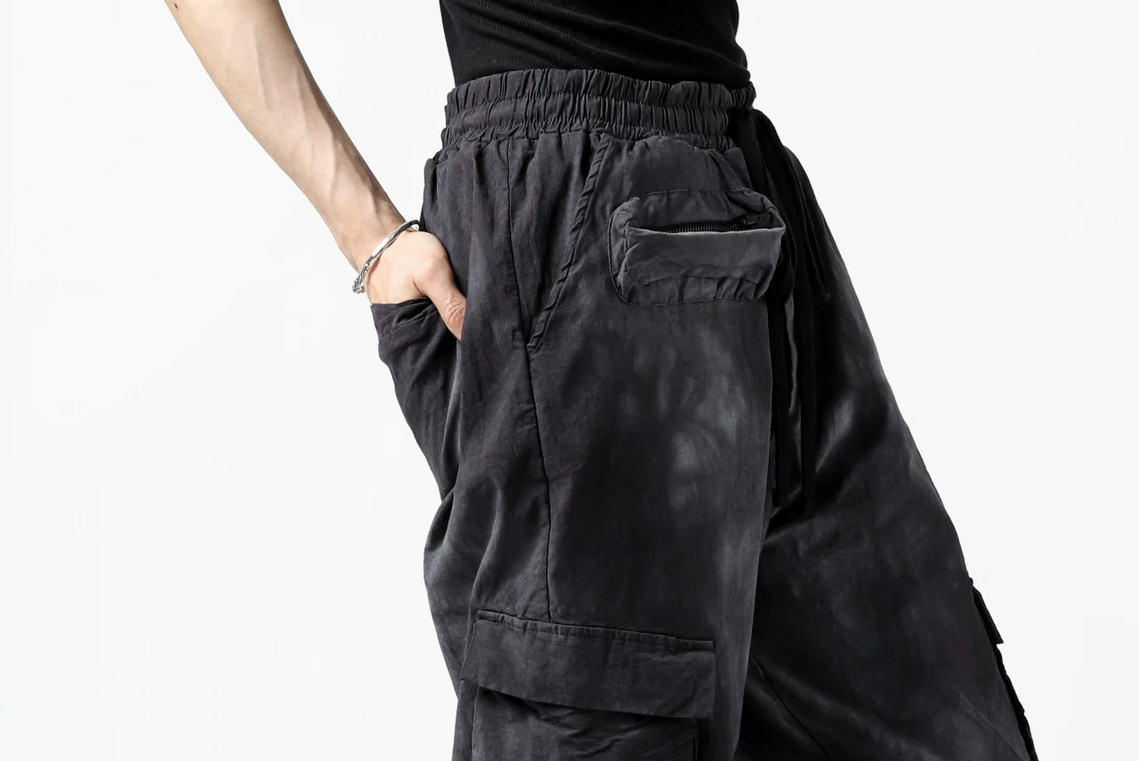 thomkrom DRAW STRINGS CARGO TROUSERS / DYEING WOVEN ELASTIC (MARBLE T109) - Image 27