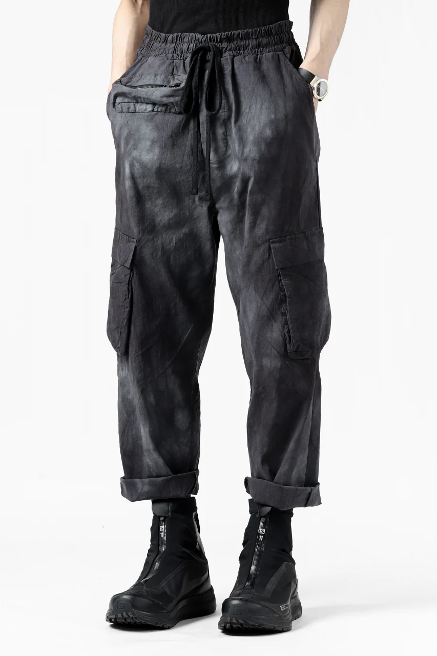thomkrom DRAW STRINGS CARGO TROUSERS / DYEING WOVEN ELASTIC (MARBLE T109) - Image 7