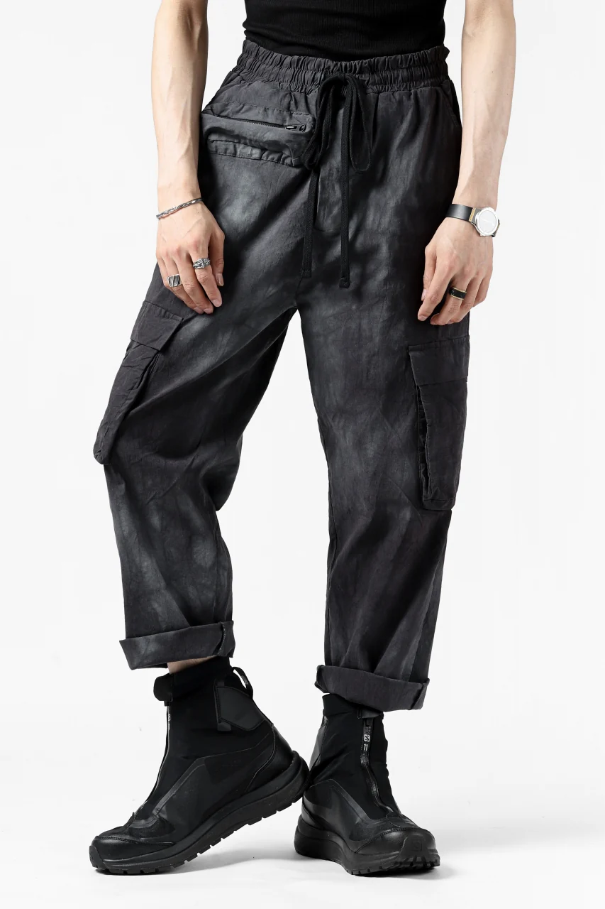 thomkrom DRAW STRINGS CARGO TROUSERS / DYEING WOVEN ELASTIC (MARBLE T109) - Image 8