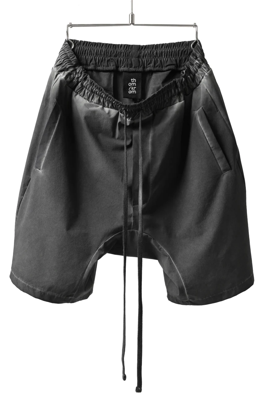 thomkrom DROP CROTCH SHORTS / DYEING ELASTIC NYLON (BLACK OIL)