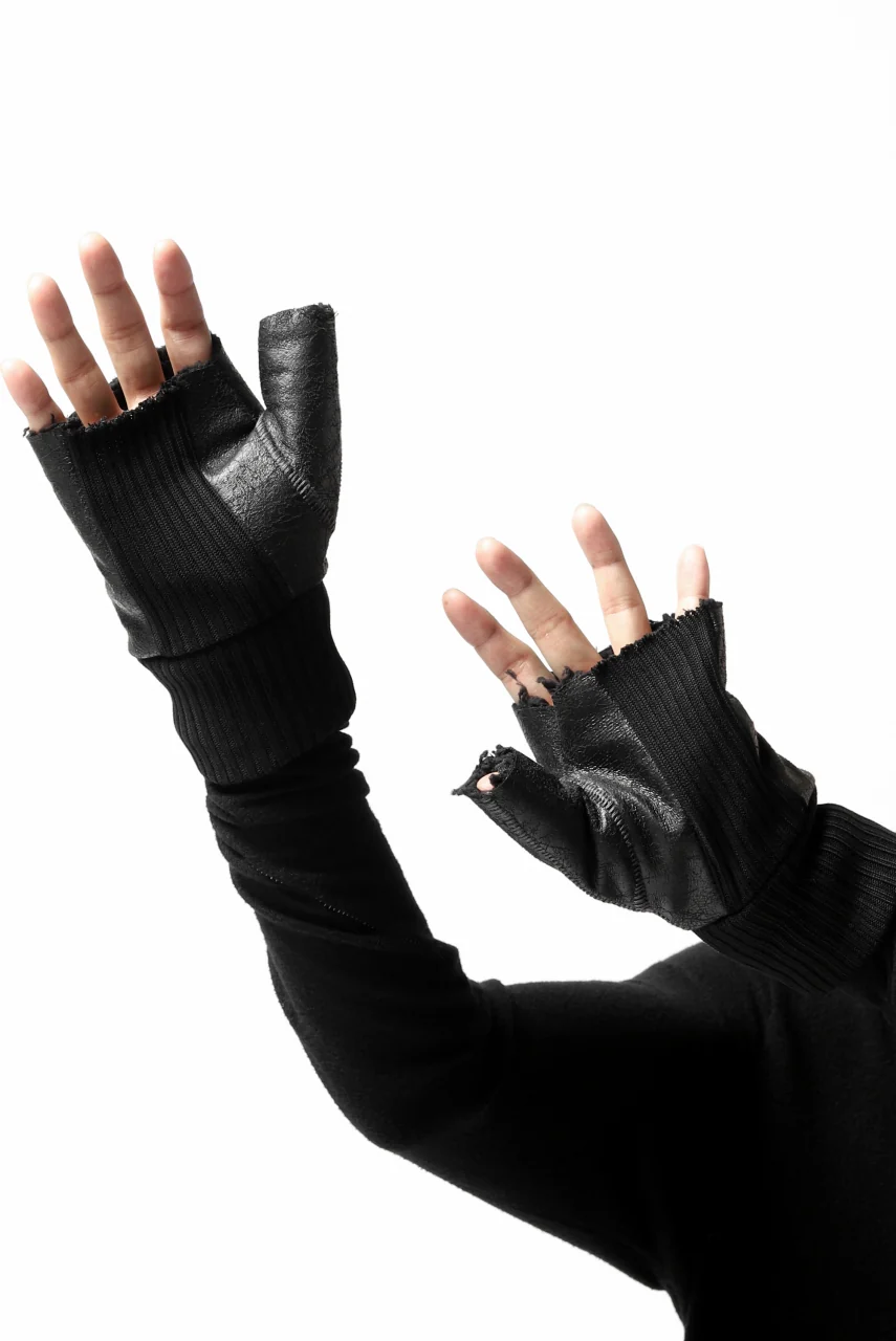 thomkrom FINGER OUT GLOVES / BOA FLEECY JERSEY (BLACK) - Image 19