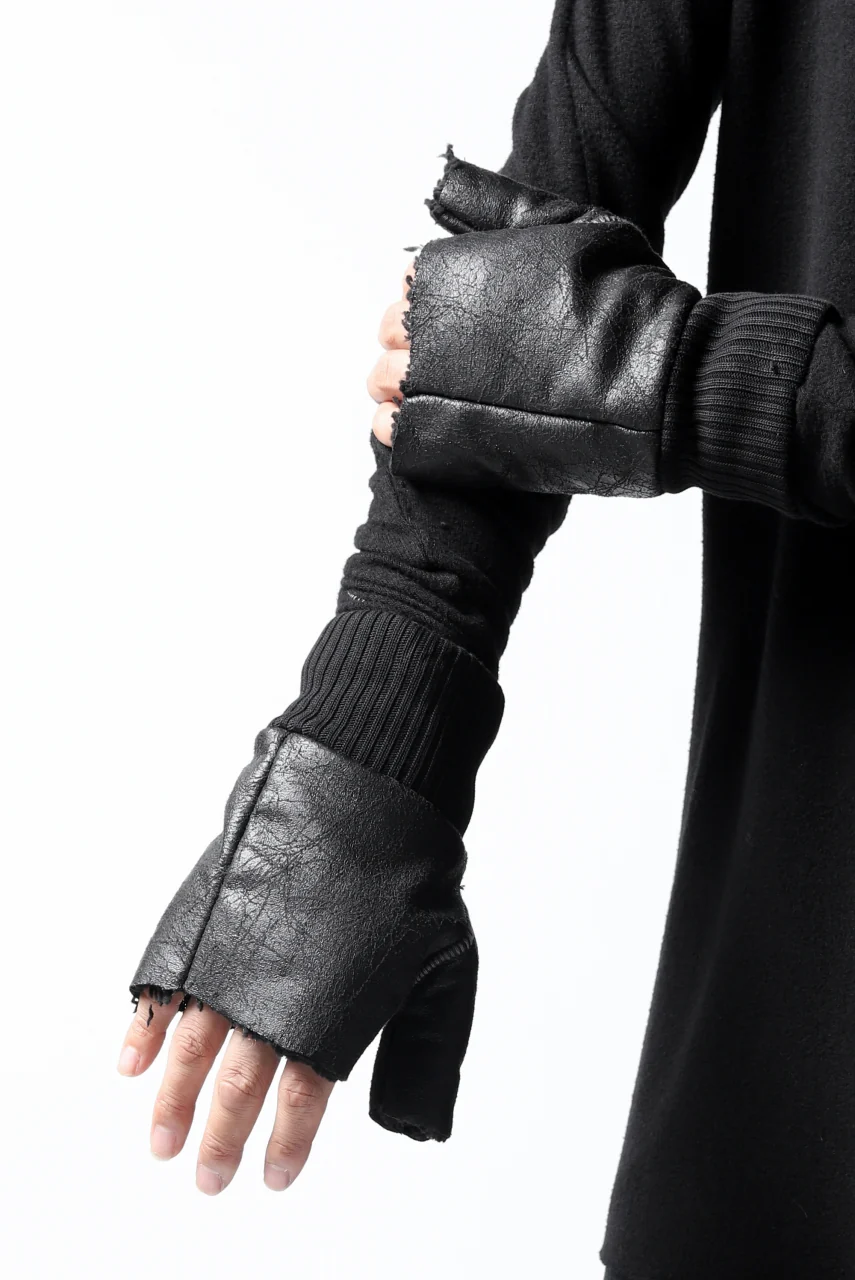 thomkrom FINGER OUT GLOVES / BOA FLEECY JERSEY (BLACK) - Image 2