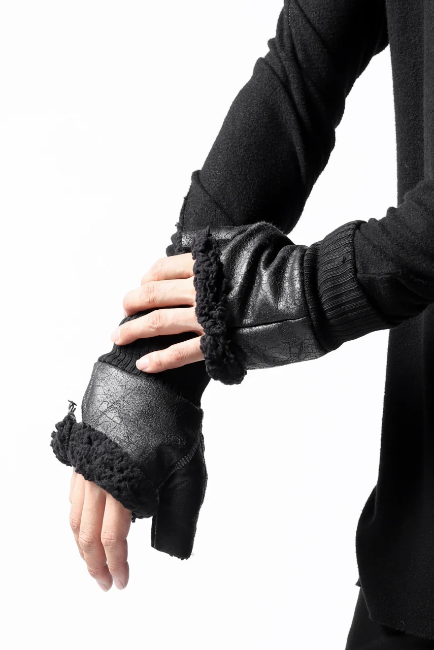 thomkrom FINGER OUT GLOVES / BOA FLEECY JERSEY (BLACK) - Image 5