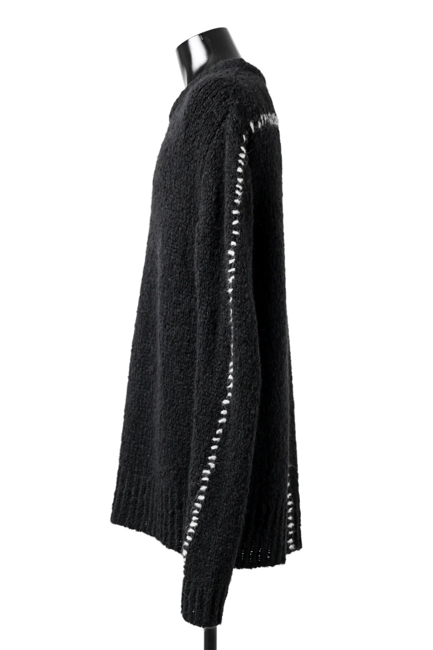 thomkrom HAND STITCH KNIT PULLOVER / ALPACA WOOL (BLACK) - Image 3