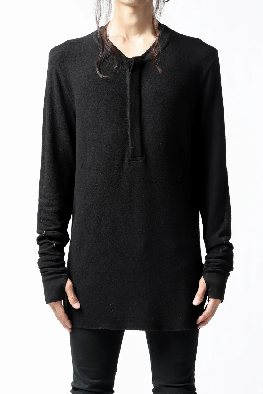 thomkrom HENRY NECK SWEATER TOPS / OVERLOCK STITCHED (BLACK) - Image 3