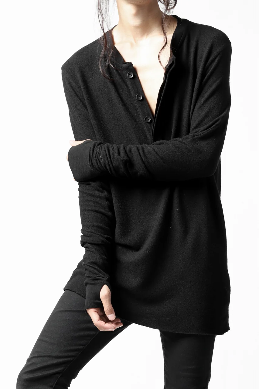 thomkrom HENRY NECK SWEATER TOPS / OVERLOCK STITCHED (BLACK) - Image 7