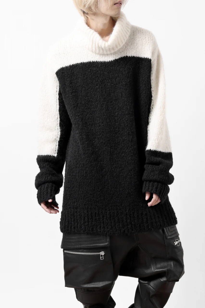 thomkrom HIGH COLLAR KNIT PULLOVER / ALPACA WOOL (BLACK x WHITE) - Image 10