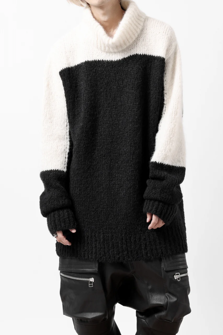 thomkrom HIGH COLLAR KNIT PULLOVER / ALPACA WOOL (BLACK x WHITE) - Image 11