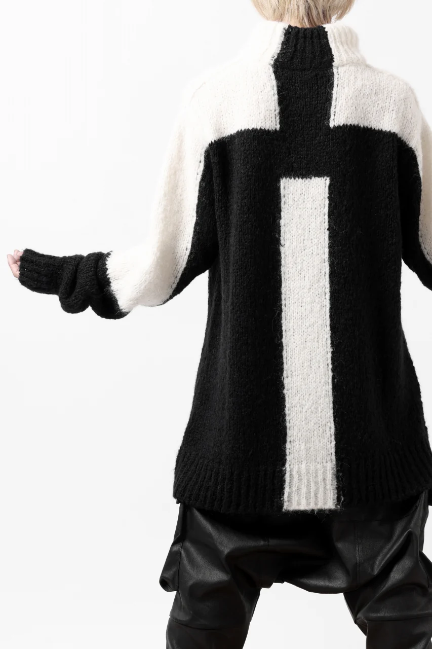 thomkrom HIGH COLLAR KNIT PULLOVER / ALPACA WOOL (BLACK x WHITE) - Image 12