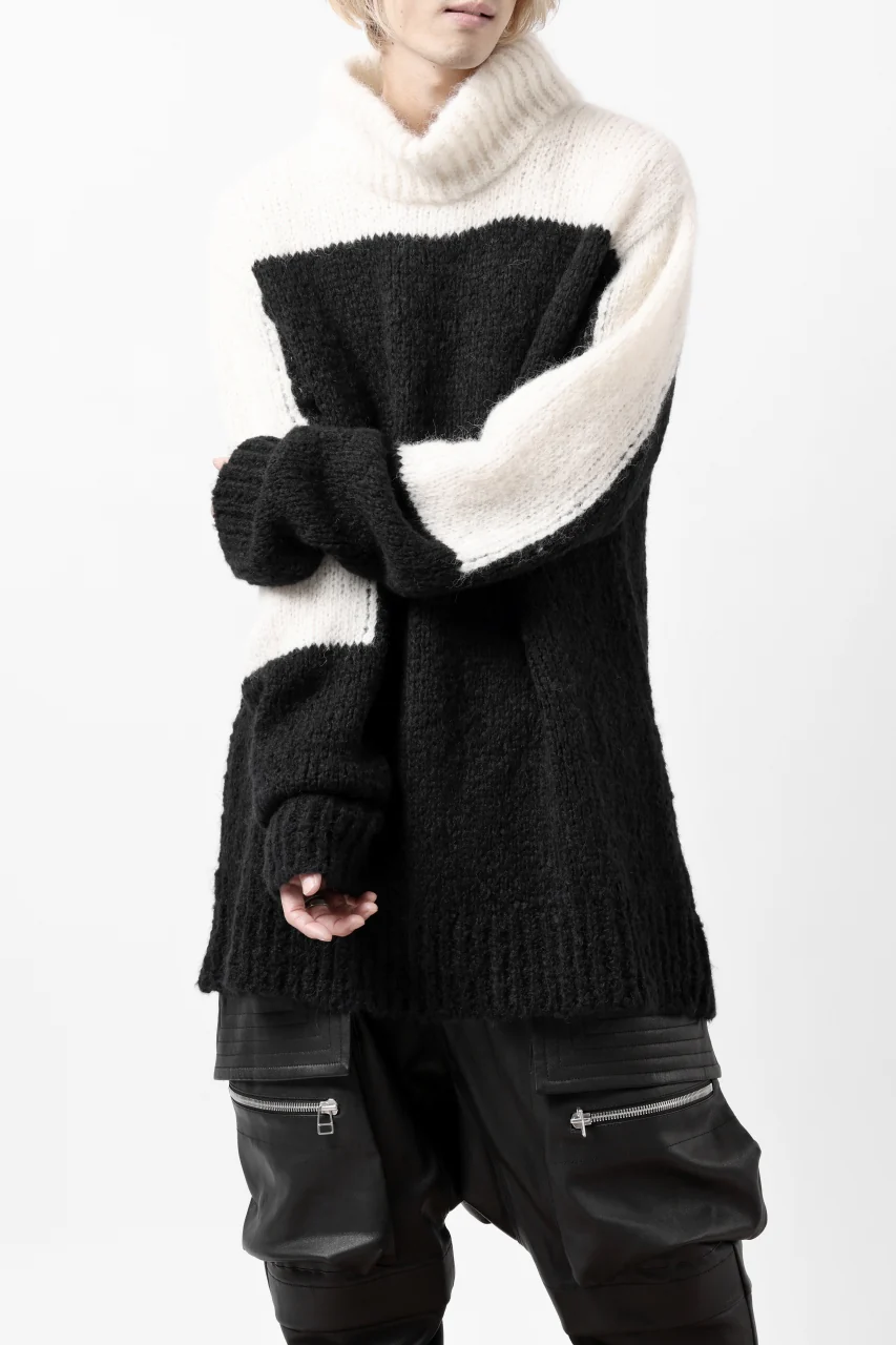 thomkrom HIGH COLLAR KNIT PULLOVER / ALPACA WOOL (BLACK x WHITE) - Image 13