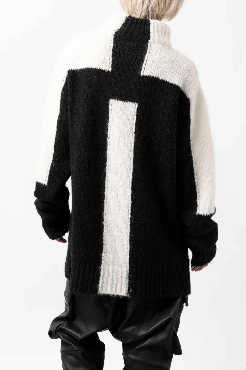thomkrom HIGH COLLAR KNIT PULLOVER / ALPACA WOOL (BLACK x WHITE) - Image 14