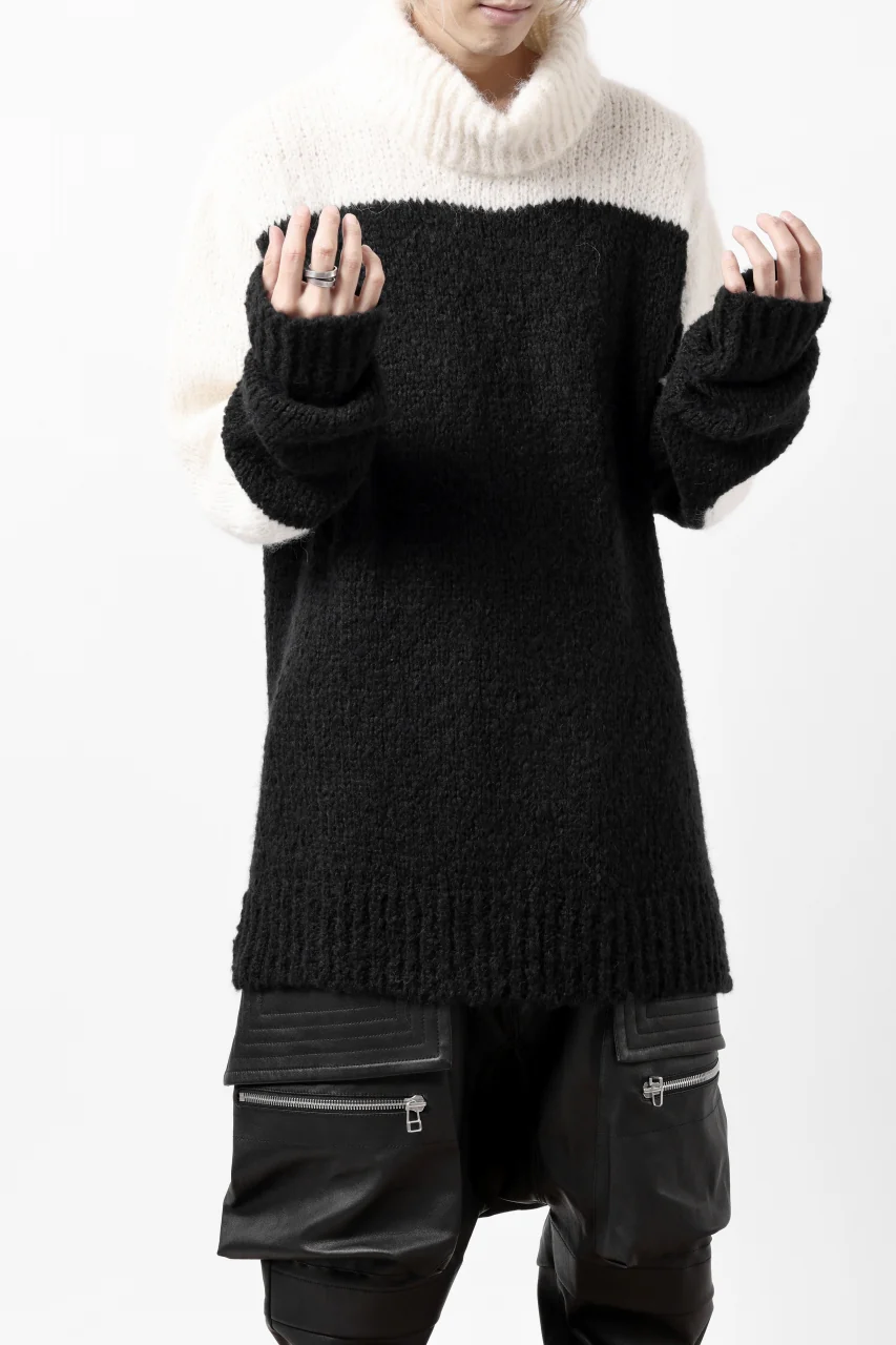 thomkrom HIGH COLLAR KNIT PULLOVER / ALPACA WOOL (BLACK x WHITE) - Image 15