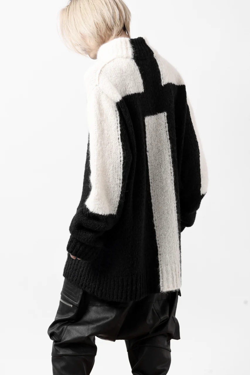 thomkrom HIGH COLLAR KNIT PULLOVER / ALPACA WOOL (BLACK x WHITE) - Image 16