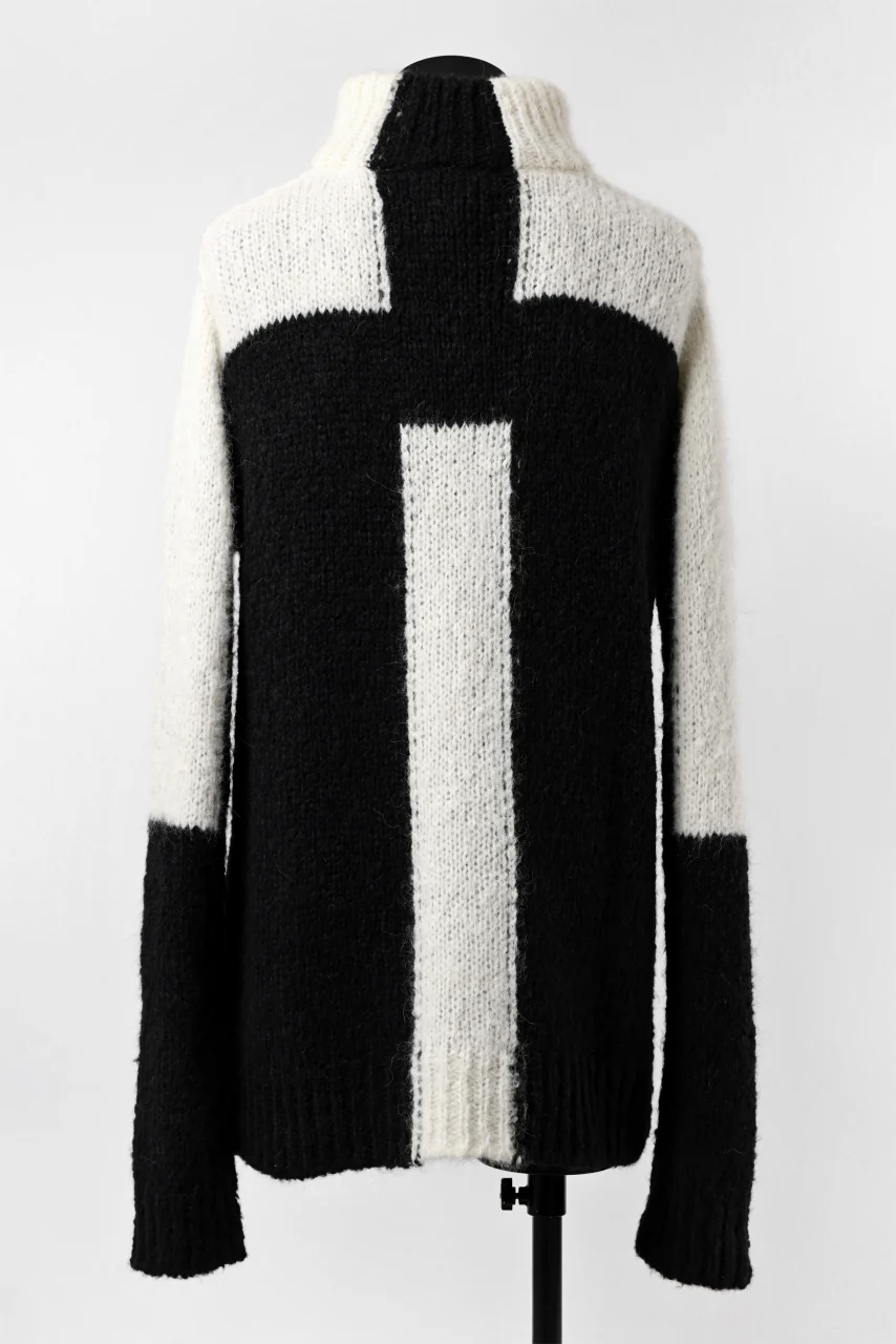 thomkrom HIGH COLLAR KNIT PULLOVER / ALPACA WOOL (BLACK x WHITE) - Image 17