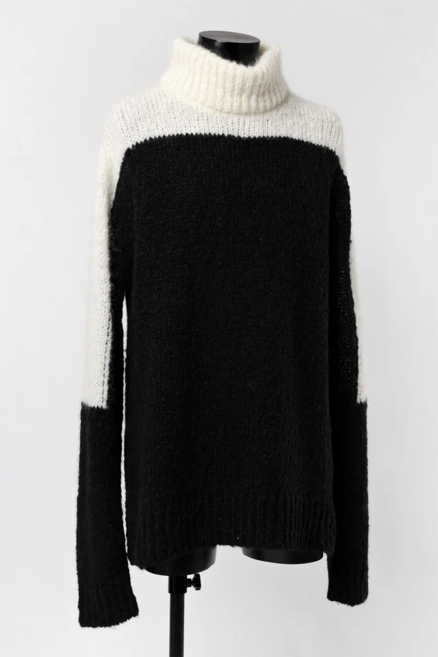 thomkrom HIGH COLLAR KNIT PULLOVER / ALPACA WOOL (BLACK x WHITE) - Image 18