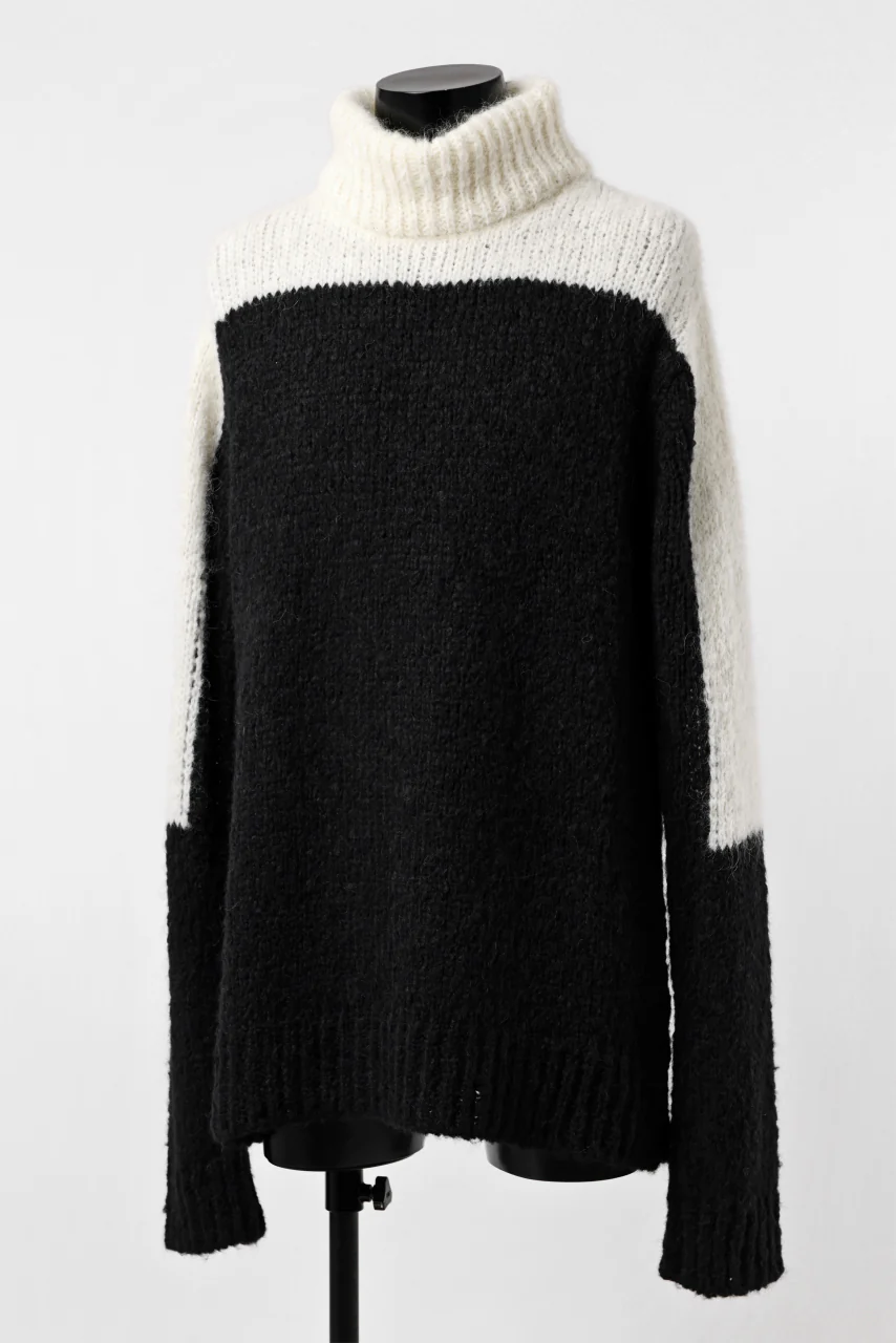 thomkrom HIGH COLLAR KNIT PULLOVER / ALPACA WOOL (BLACK x WHITE) - Image 19