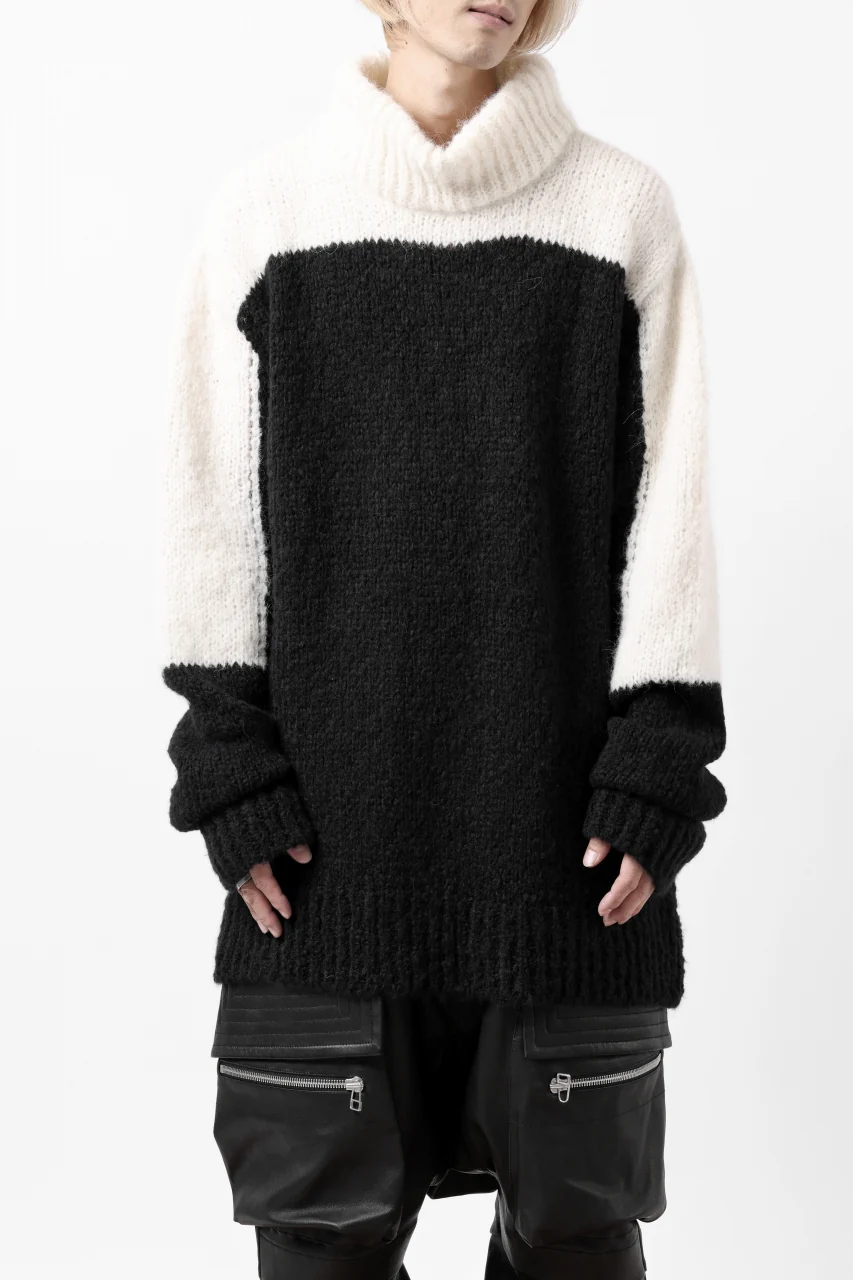 thomkrom HIGH COLLAR KNIT PULLOVER / ALPACA WOOL (BLACK x WHITE) - Image 2