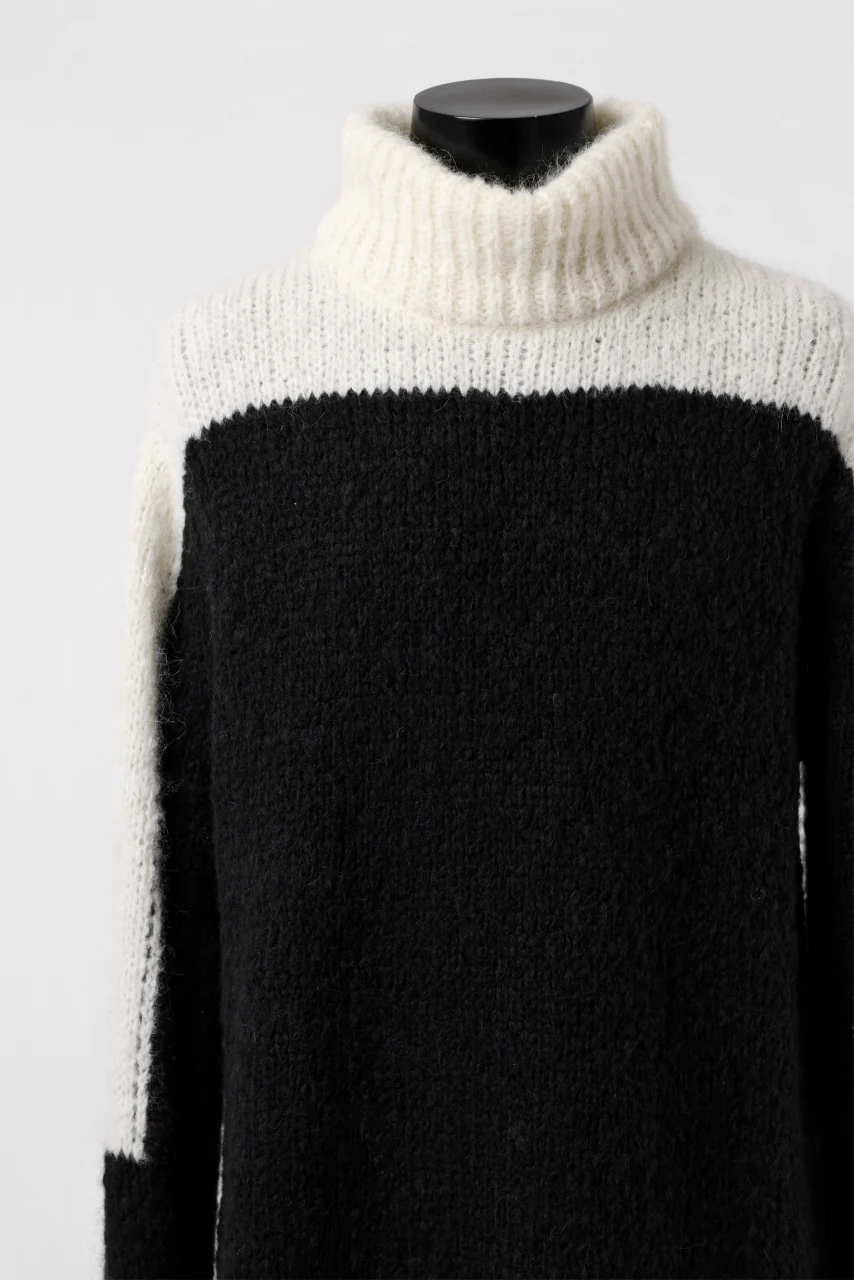 thomkrom HIGH COLLAR KNIT PULLOVER / ALPACA WOOL (BLACK x WHITE) - Image 22