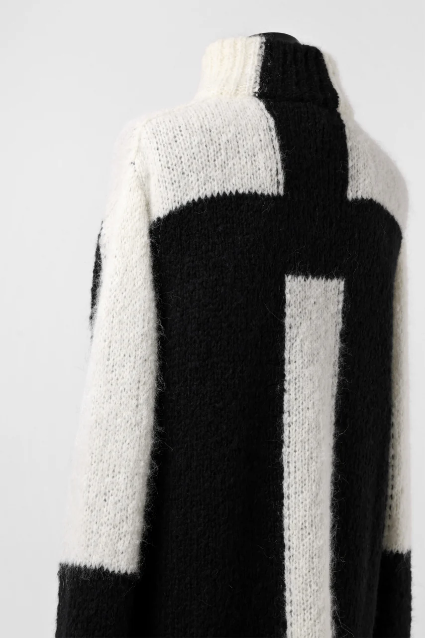 thomkrom HIGH COLLAR KNIT PULLOVER / ALPACA WOOL (BLACK x WHITE) - Image 28
