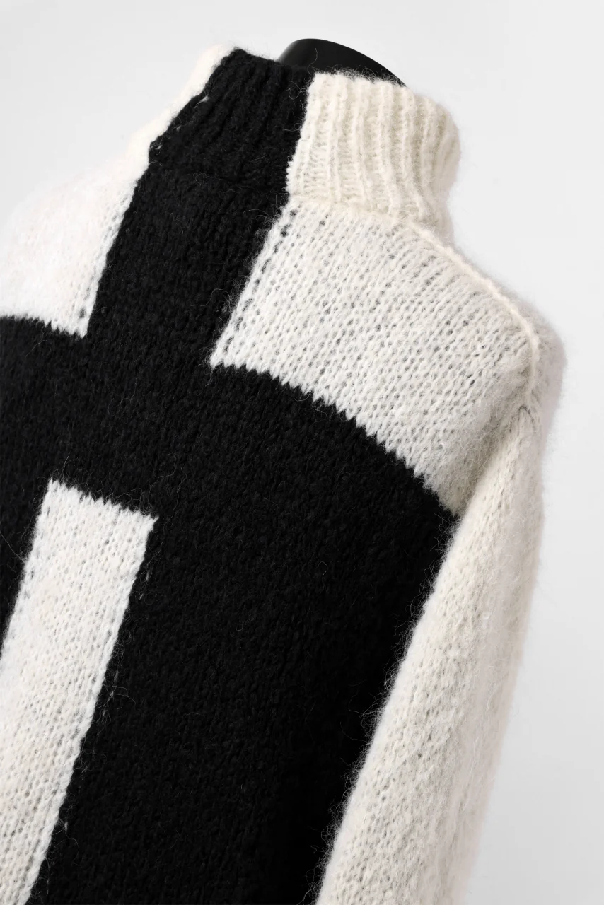 thomkrom HIGH COLLAR KNIT PULLOVER / ALPACA WOOL (BLACK x WHITE) - Image 31