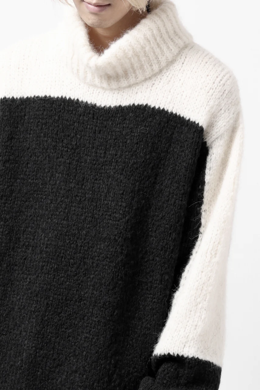 thomkrom HIGH COLLAR KNIT PULLOVER / ALPACA WOOL (BLACK x WHITE) - Image 34