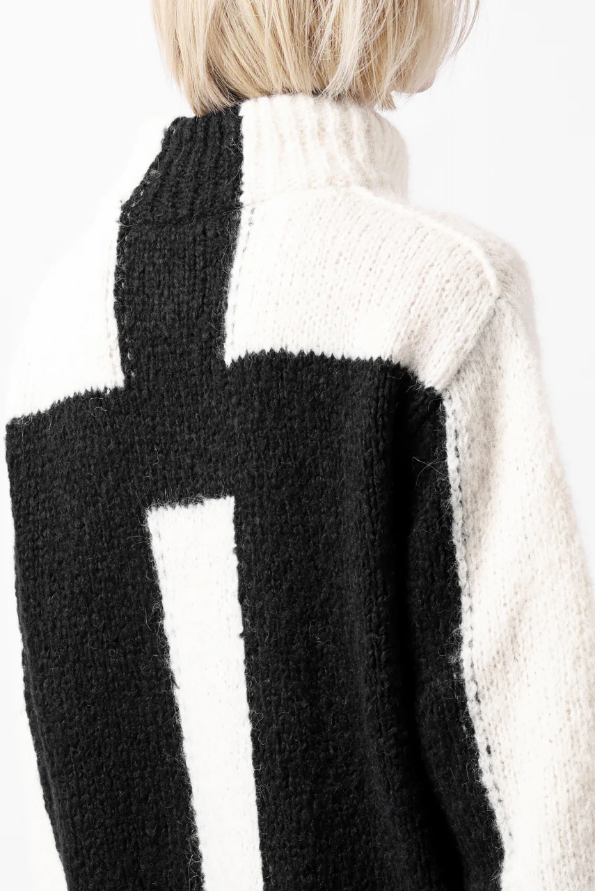 thomkrom HIGH COLLAR KNIT PULLOVER / ALPACA WOOL (BLACK x WHITE) - Image 39