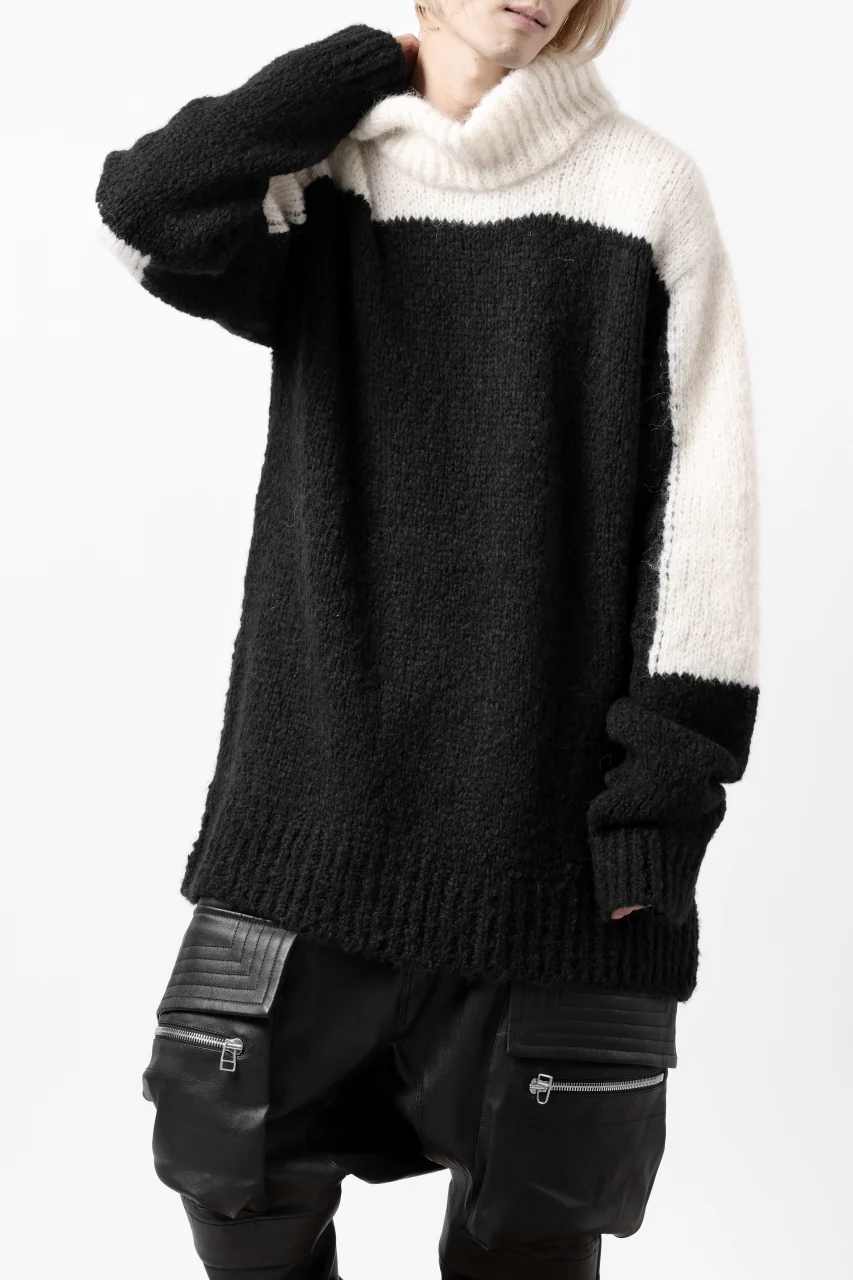 thomkrom HIGH COLLAR KNIT PULLOVER / ALPACA WOOL (BLACK x WHITE) - Image 4