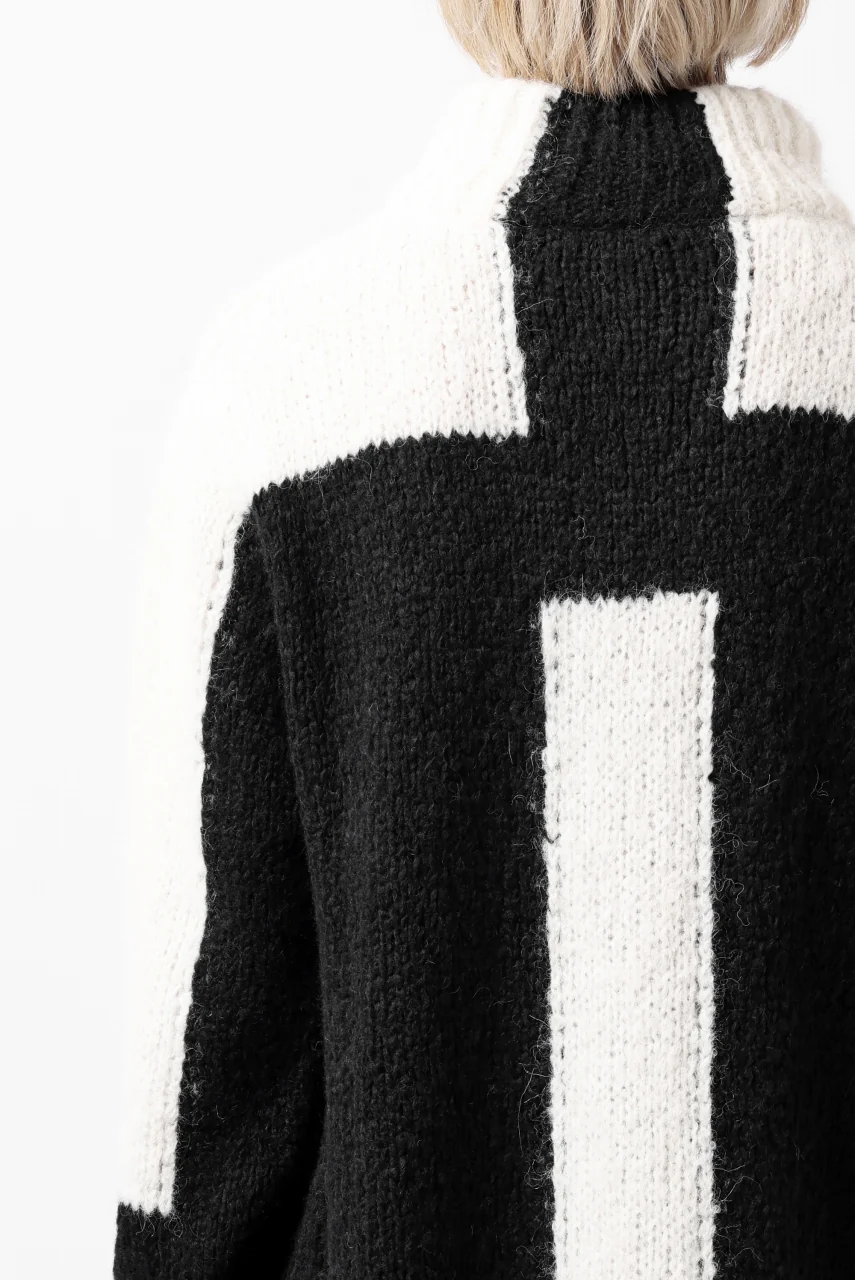 thomkrom HIGH COLLAR KNIT PULLOVER / ALPACA WOOL (BLACK x WHITE) - Image 40