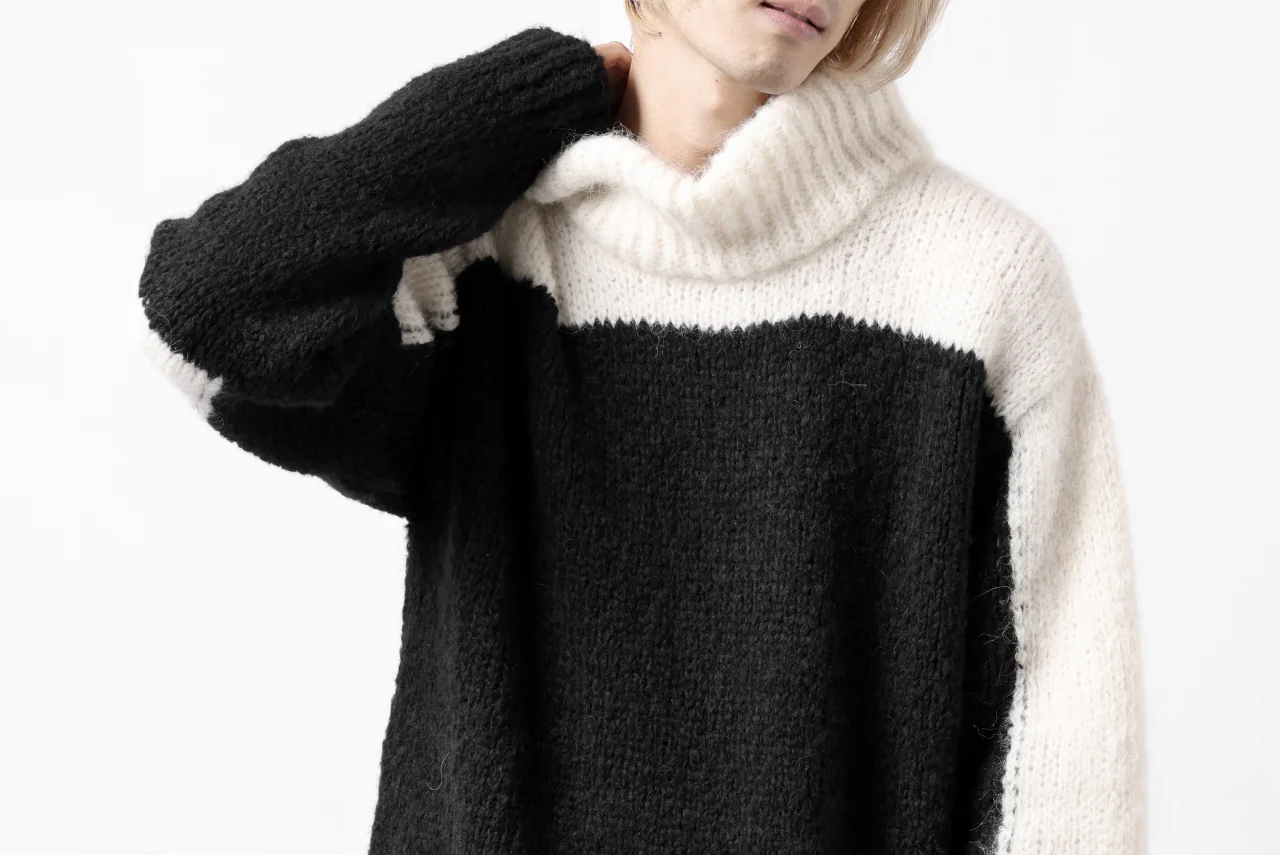 thomkrom HIGH COLLAR KNIT PULLOVER / ALPACA WOOL (BLACK x WHITE) - Image 42