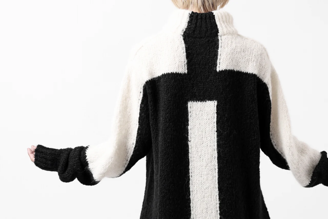 thomkrom HIGH COLLAR KNIT PULLOVER / ALPACA WOOL (BLACK x WHITE) - Image 43