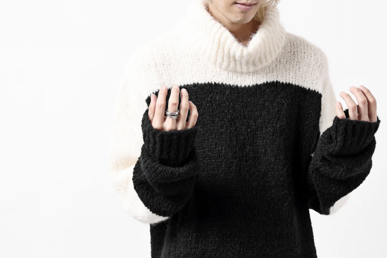 thomkrom HIGH COLLAR KNIT PULLOVER / ALPACA WOOL (BLACK x WHITE) - Image 44