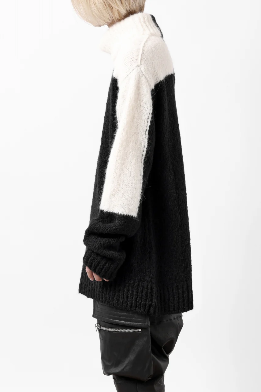 thomkrom HIGH COLLAR KNIT PULLOVER / ALPACA WOOL (BLACK x WHITE) - Image 7