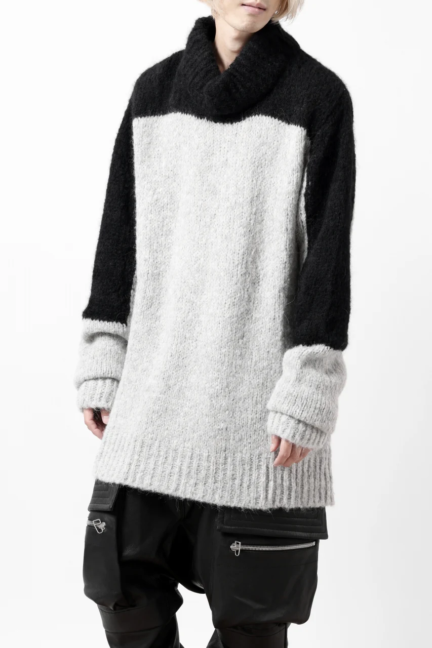 thomkrom HIGH COLLAR KNIT PULLOVER / ALPACA WOOL (LIGHT GREY x BLACK) - Image 10