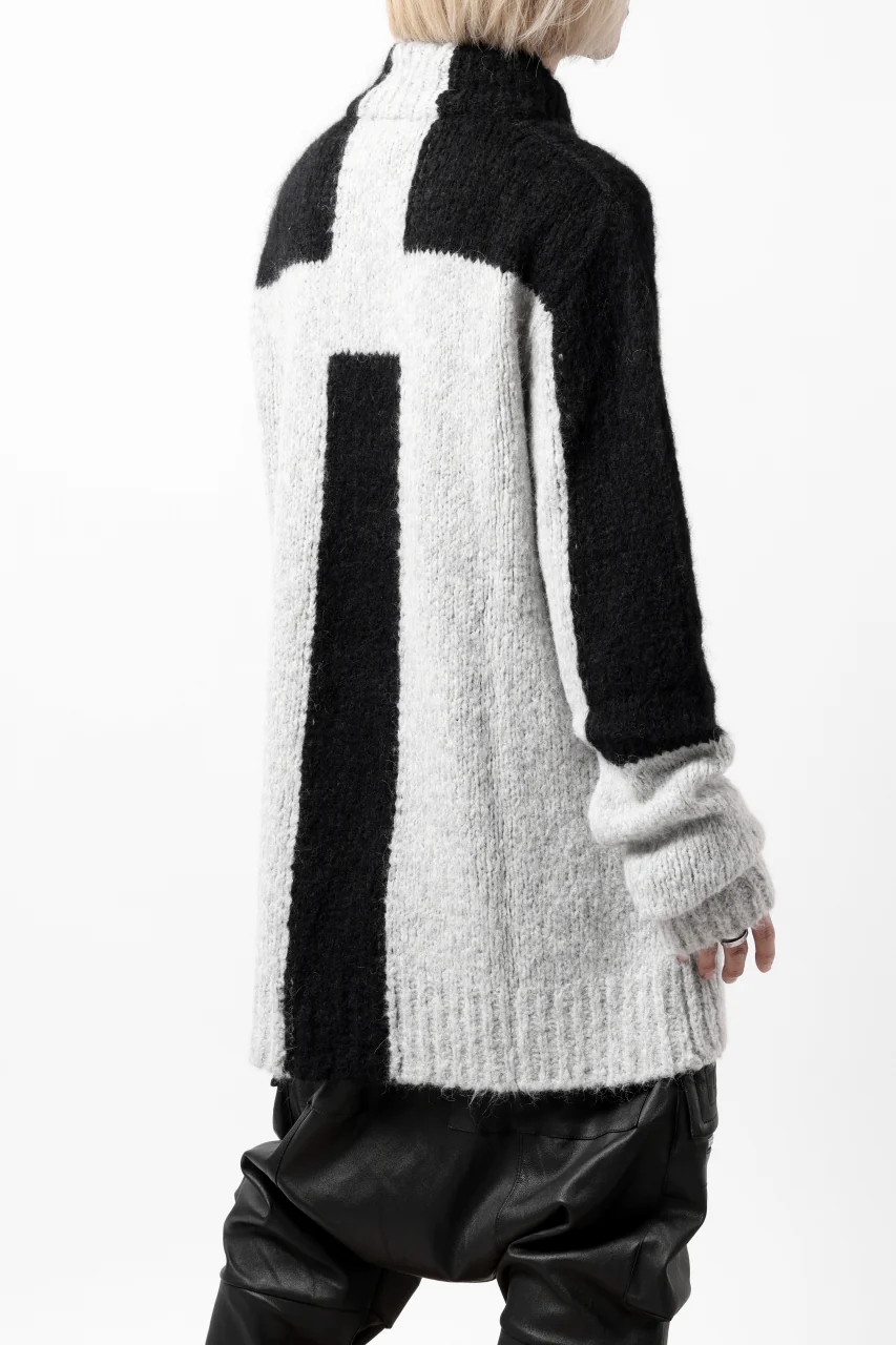 thomkrom HIGH COLLAR KNIT PULLOVER / ALPACA WOOL (LIGHT GREY x BLACK) - Image 11