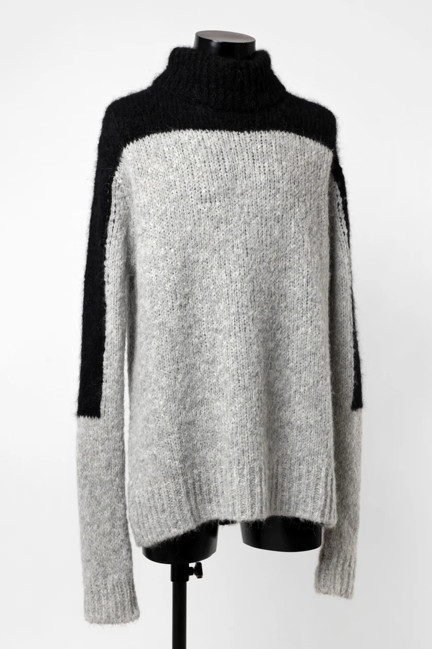 thomkrom HIGH COLLAR KNIT PULLOVER / ALPACA WOOL (LIGHT GREY x BLACK) - Image 18