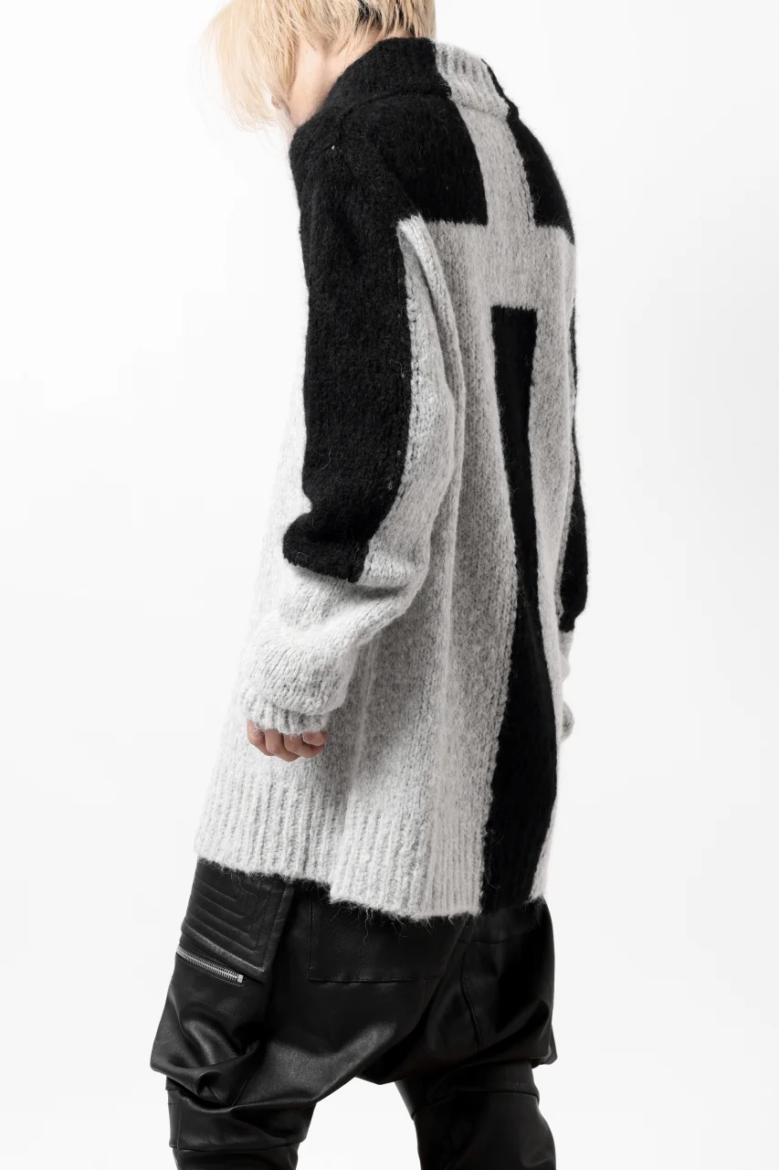 thomkrom HIGH COLLAR KNIT PULLOVER / ALPACA WOOL (LIGHT GREY x BLACK) - Image 19