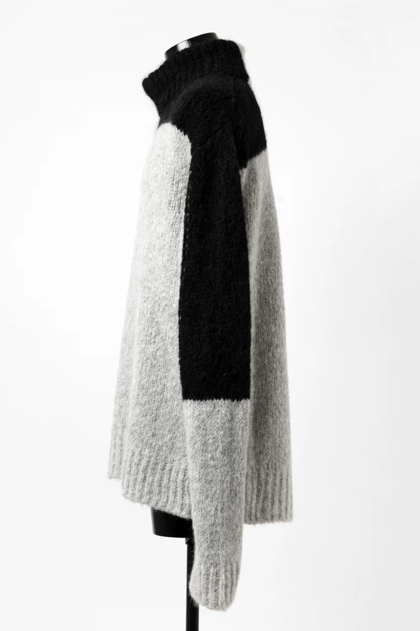 thomkrom HIGH COLLAR KNIT PULLOVER / ALPACA WOOL (LIGHT GREY x BLACK) - Image 21