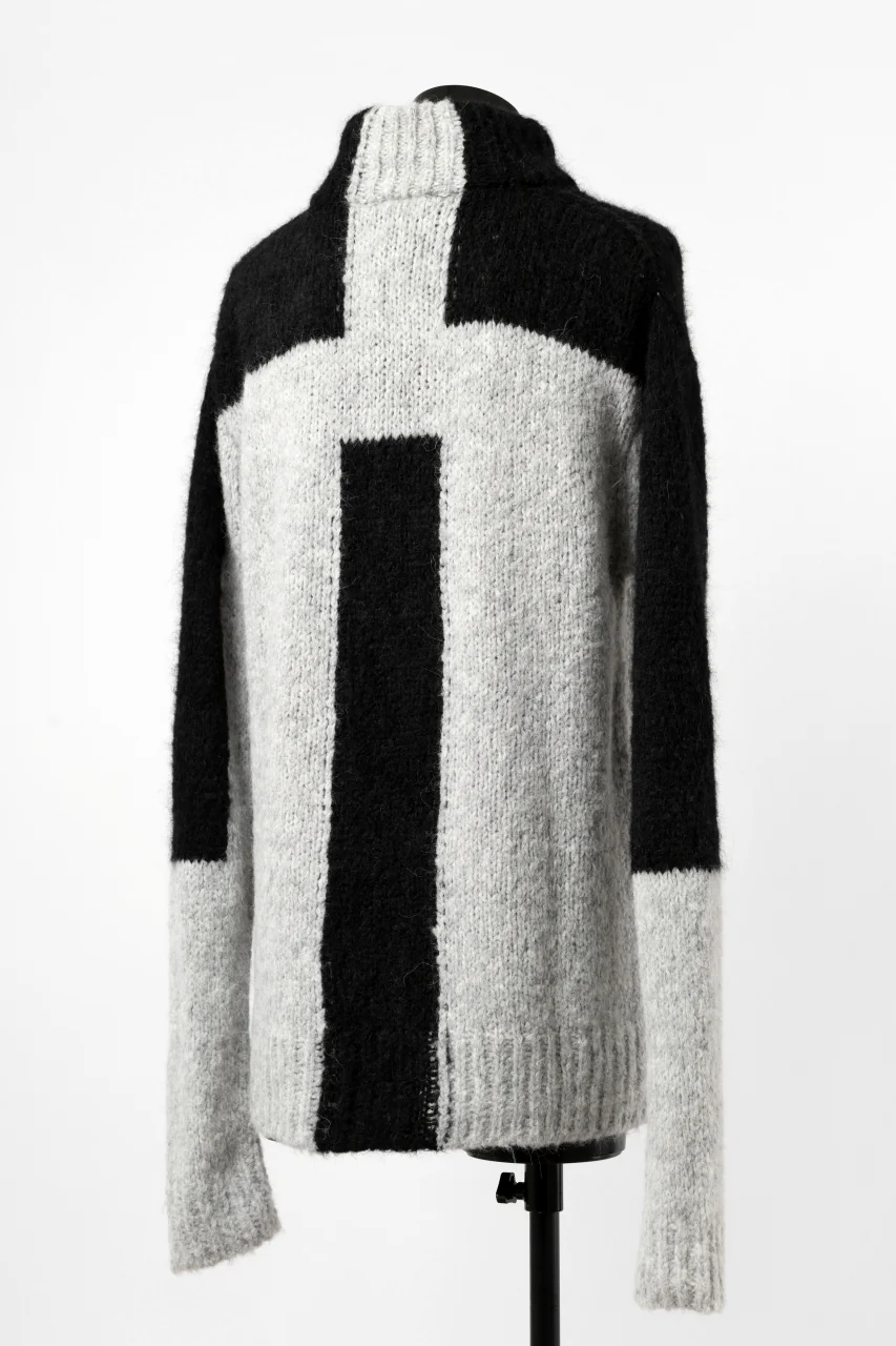 thomkrom HIGH COLLAR KNIT PULLOVER / ALPACA WOOL (LIGHT GREY x BLACK) - Image 22