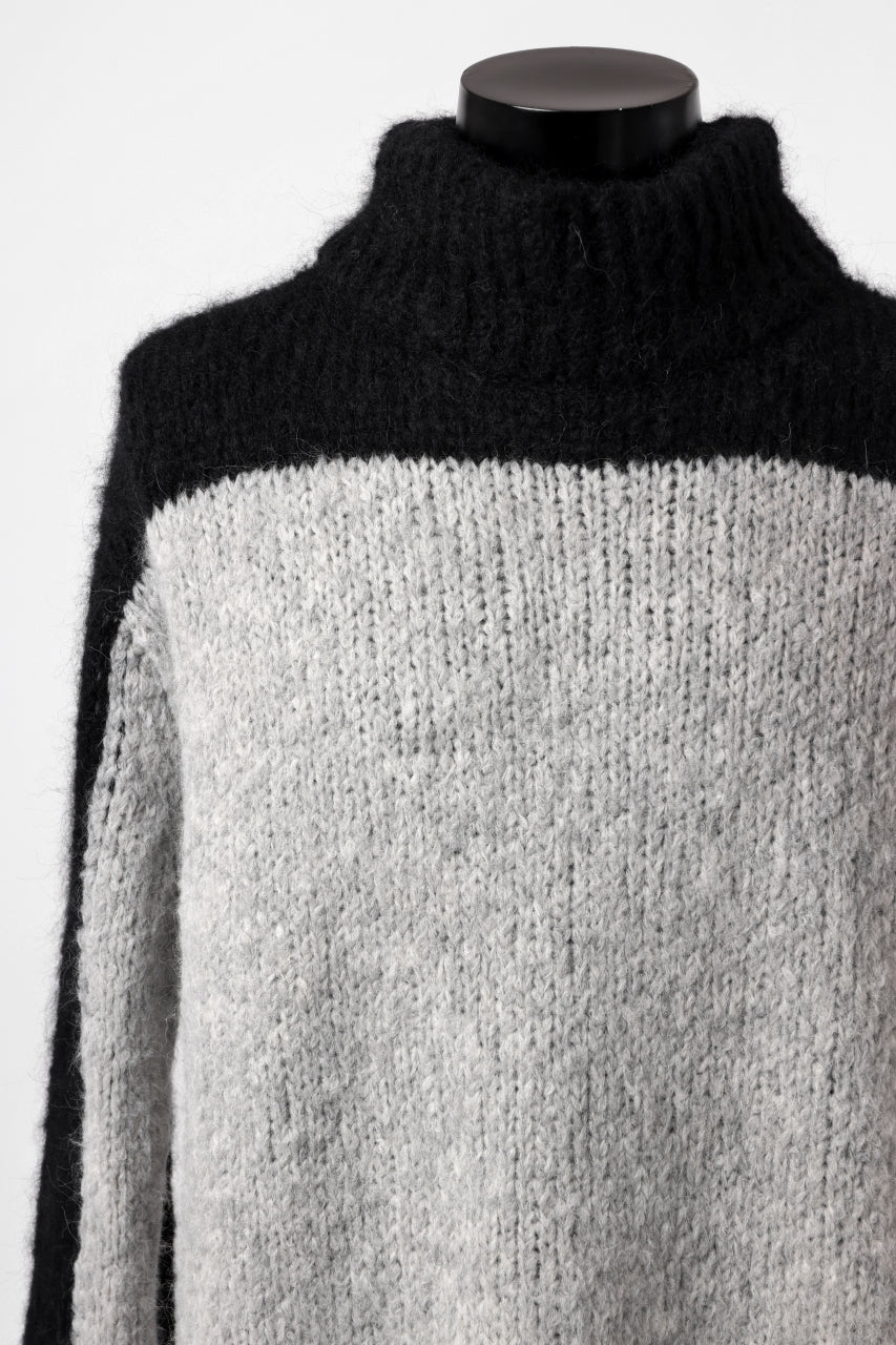 thomkrom HIGH COLLAR KNIT PULLOVER / ALPACA WOOL (LIGHT GREY x BLACK) - Image 23