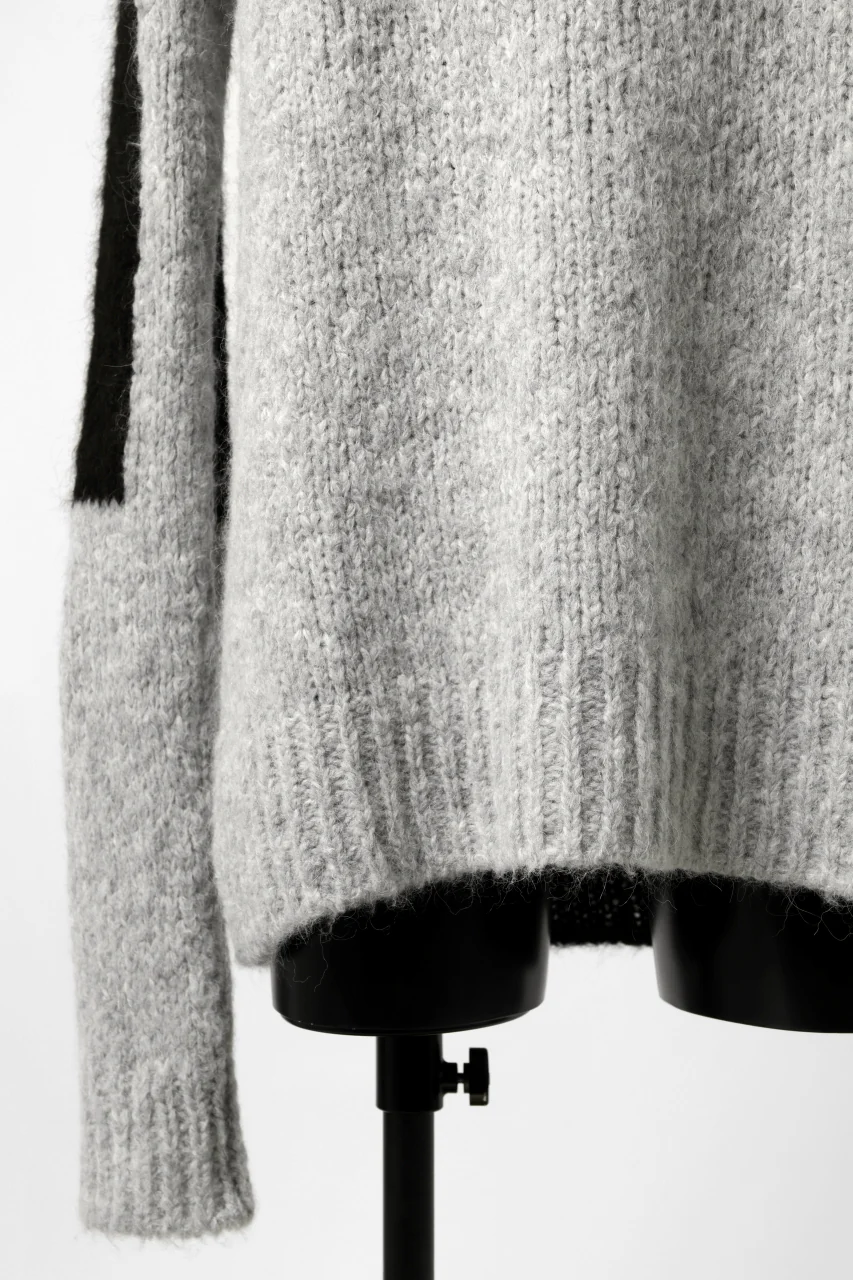 thomkrom HIGH COLLAR KNIT PULLOVER / ALPACA WOOL (LIGHT GREY x BLACK) - Image 25