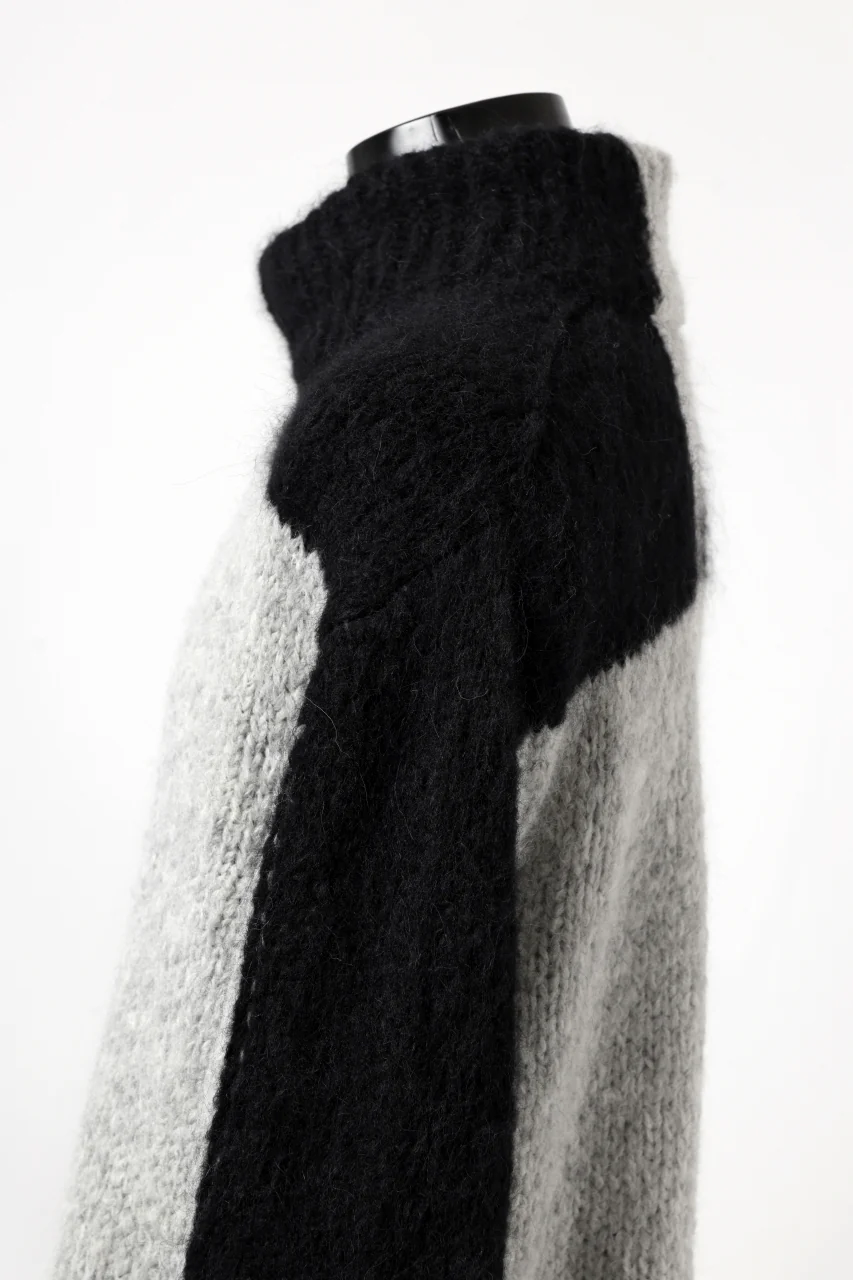 thomkrom HIGH COLLAR KNIT PULLOVER / ALPACA WOOL (LIGHT GREY x BLACK) - Image 26