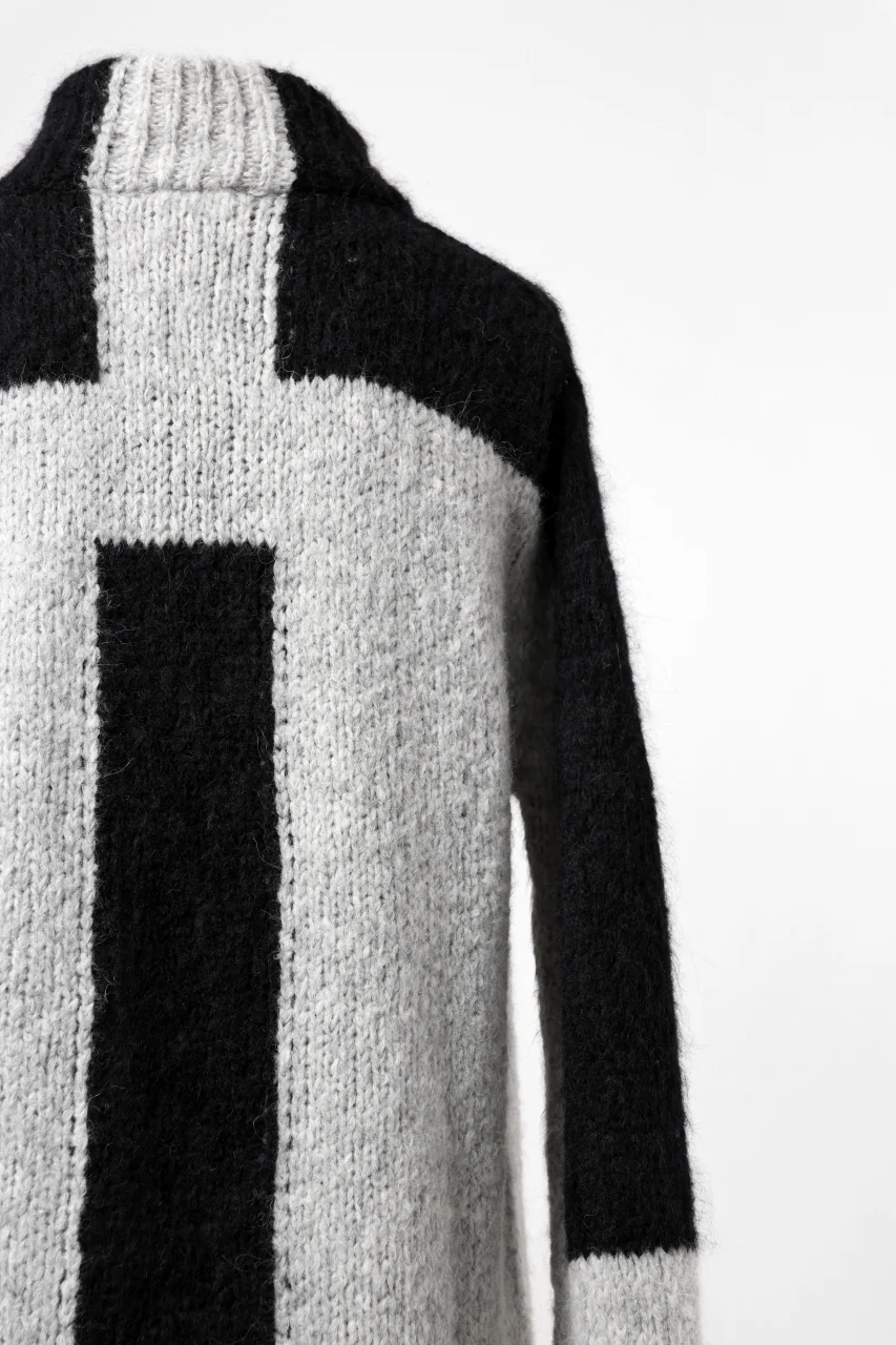 thomkrom HIGH COLLAR KNIT PULLOVER / ALPACA WOOL (LIGHT GREY x BLACK) - Image 27