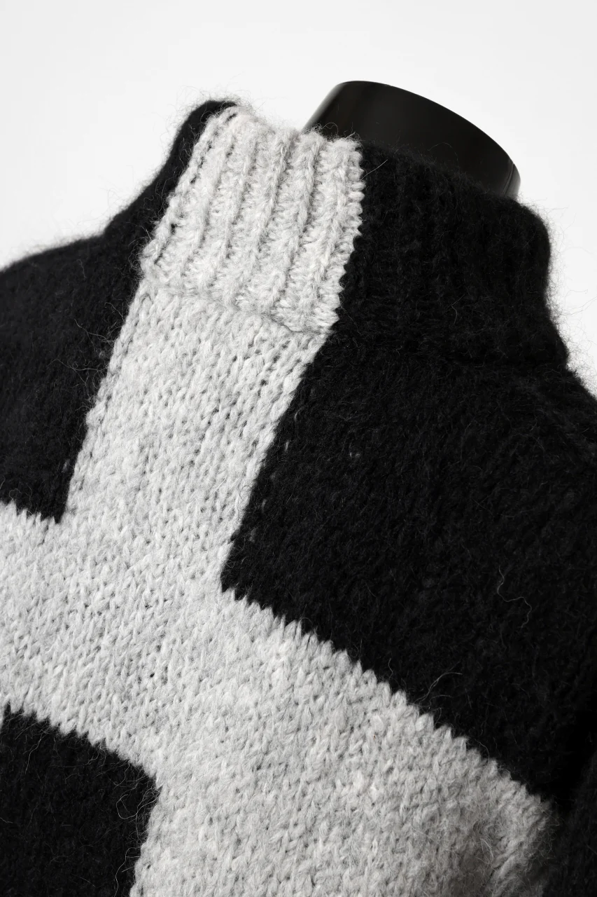 thomkrom HIGH COLLAR KNIT PULLOVER / ALPACA WOOL (LIGHT GREY x BLACK) - Image 29