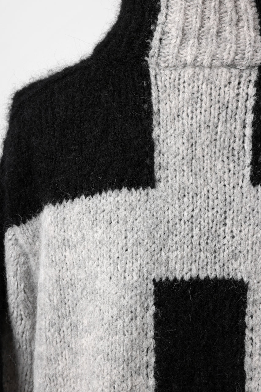 thomkrom HIGH COLLAR KNIT PULLOVER / ALPACA WOOL (LIGHT GREY x BLACK) - Image 31