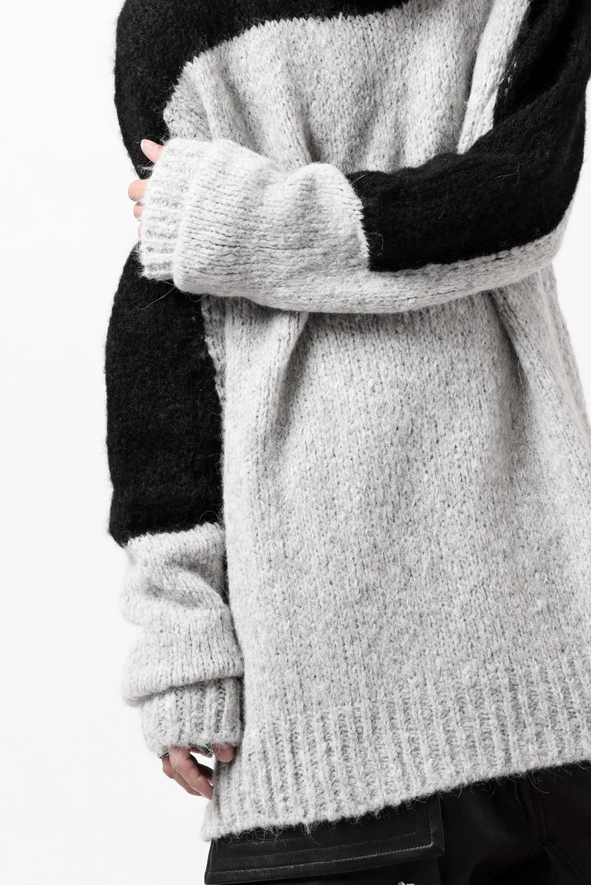 thomkrom HIGH COLLAR KNIT PULLOVER / ALPACA WOOL (LIGHT GREY x BLACK) - Image 34
