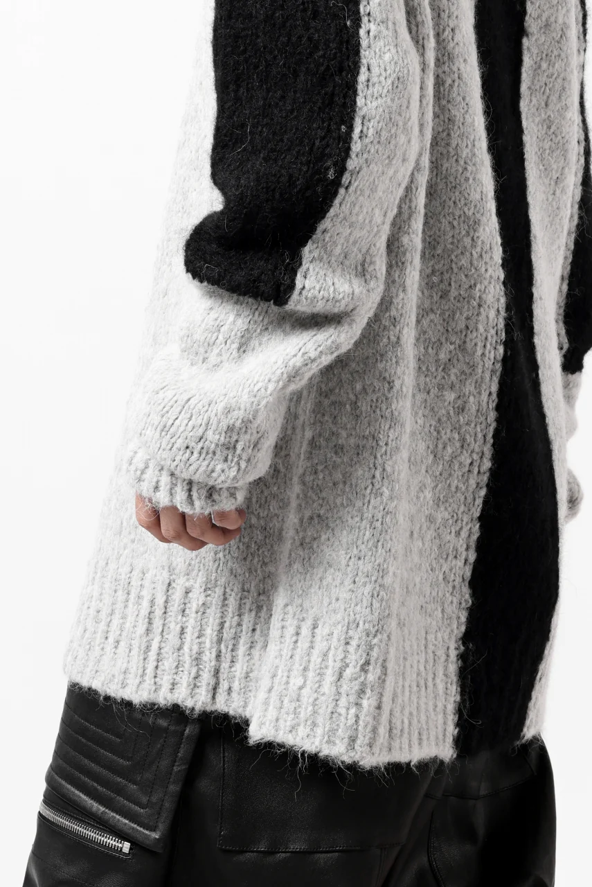 thomkrom HIGH COLLAR KNIT PULLOVER / ALPACA WOOL (LIGHT GREY x BLACK) - Image 36