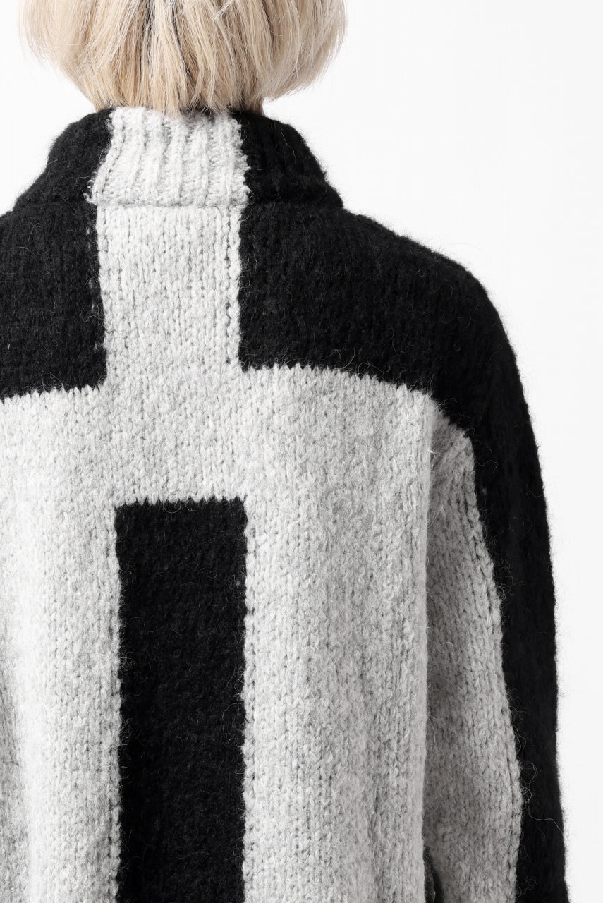 thomkrom HIGH COLLAR KNIT PULLOVER / ALPACA WOOL (LIGHT GREY x BLACK) - Image 37